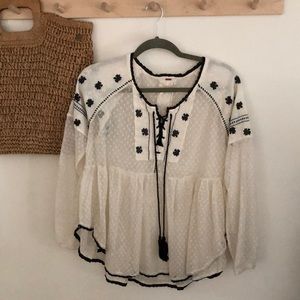 Free people lace blouse size L cream color